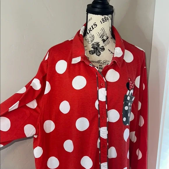 Disney Pajama Nightshirt with Red Polka Dots - Picture 4 of 6